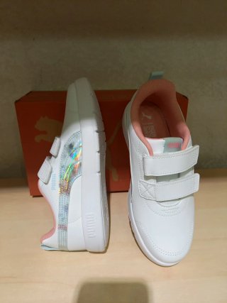 Scarpe Puma Bambina Bianco argento Velcro 35