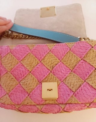 Bolso Purificación García Beige y Rosa