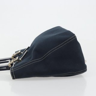 FENDI Hand Bag Canvas Navy Silver Auth ka4476A -