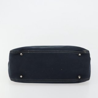 FENDI Hand Bag Canvas Navy Silver Auth ka4476A -