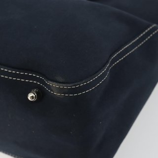 FENDI Hand Bag Canvas Navy Silver Auth ka4476A -