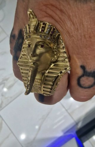 Anillo Sello Oro 18kt Faraón Egipcio Tutankamón