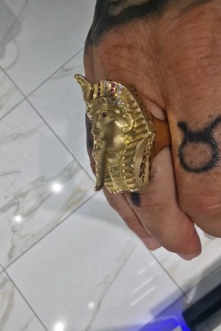 Anillo Sello Oro 18kt Faraón Egipcio Tutankamón