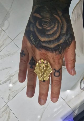 Anillo Sello Oro 18kt Faraón Egipcio Tutankamón