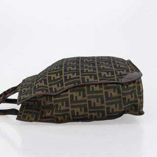 FENDI Zucca Canvas Hand Bag Black Brown Auth