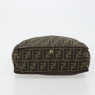 FENDI Zucca Canvas Hand Bag Black Brown Auth