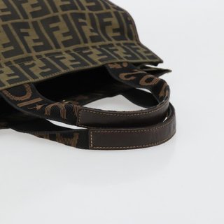 FENDI Zucca Canvas Hand Bag Black Brown Auth