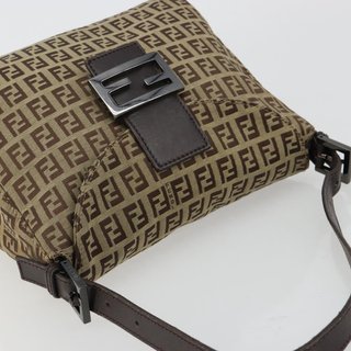 FENDI Zucchino Canvas Mamma Baguette Shoulder Bag