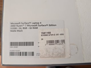 Surface Laptop 4, Ryzen 7, 8 GB RAM, 512 GB SSD