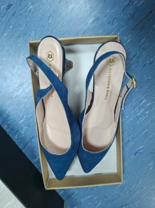 Zapatos de tacón azul Estefania Marco