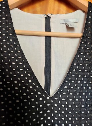 Vestido Midi H&M Talla 44 Encaje Negro Calado