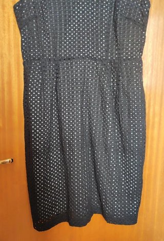Vestido Midi H&M Talla 44 Encaje Negro Calado