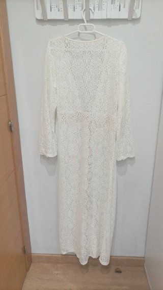 Kimono hippie encaje blanco