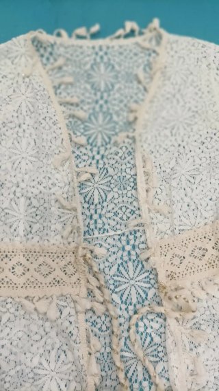 Kimono hippie encaje blanco