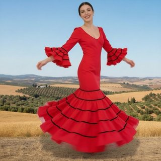 Vestido Flamenca Talla 40 Rojo