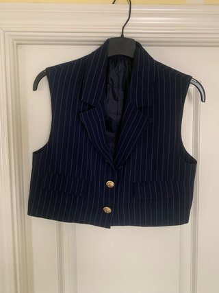 Chaleco rayas azul marino mujer.