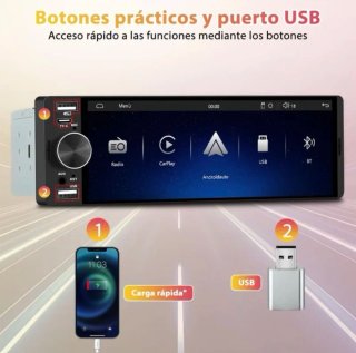 Radio Coche 1 Din Pantalla 6.86 CarPlay/Android