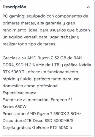 PC Gaming MSI 5060 Ti