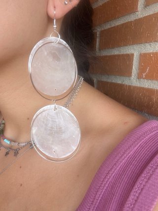 Pendientes Nacar Redondos Plata