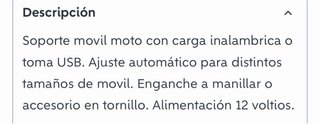 Soporte Móvil Moto Carga Inalámbrica Deelife