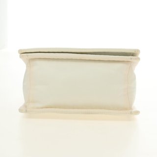 PRADA Chain Shoulder Bag Nylon White Gold Auth