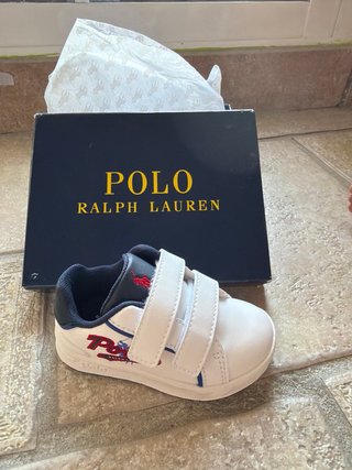 Tenis Ralph Lauren Niño Blanco Azul