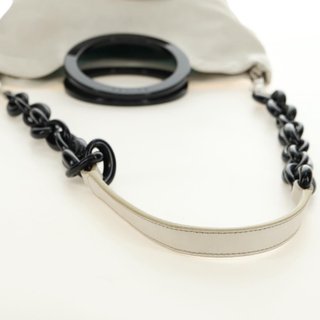 CELINE Chain Shoulder Bag Leather 2way White