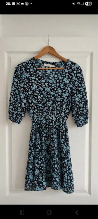Vestido Cotes floral azul y negro Talla S