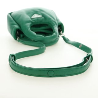 PRADA Hand Bag Leather 2way Green Silver Auth