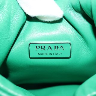 PRADA Hand Bag Leather 2way Green Silver Auth
