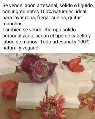 Jabón artesanal sólido o líquido.
