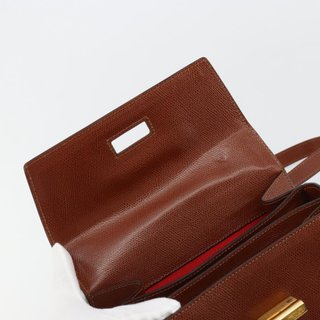 CELINE Hand Bag Leather 2way Brown Gold Auth