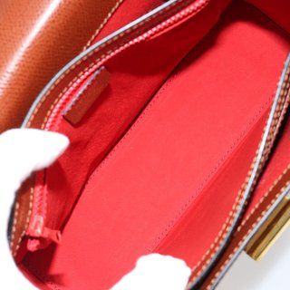 CELINE Hand Bag Leather 2way Brown Gold Auth