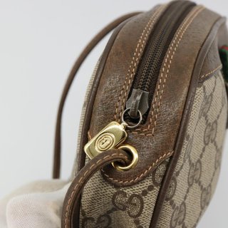 GUCCI GG Supreme Web Sherry Line Bag PVC Beige