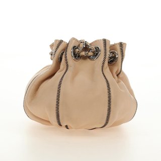 CHANEL Chain Purse Hand Bag Lamb Skin Beige