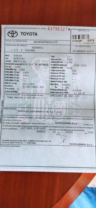 Toyota Auris 2009