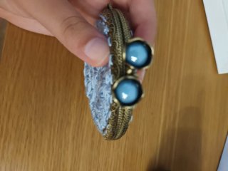 Cartera tejida a mano crochet azul