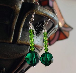 Pendientes Cristal Checo y Swarovski Verde