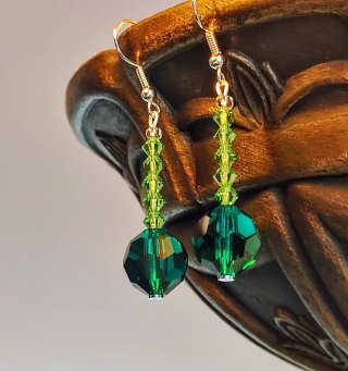 Pendientes Cristal Checo y Swarovski Verde