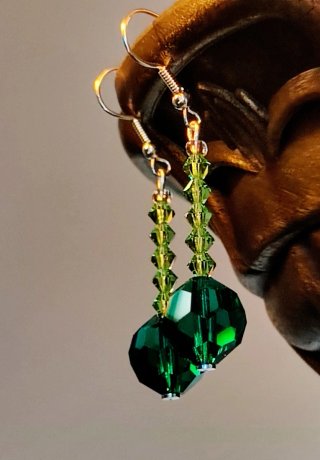 Pendientes Cristal Checo y Swarovski Verde