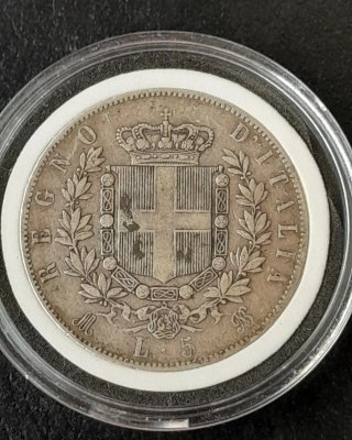 5 lire 1872 M RARA , errore FFRT, moneta argento