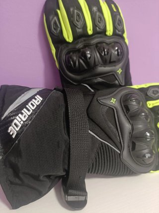 Guantes de moto Ironride negros y flúor
