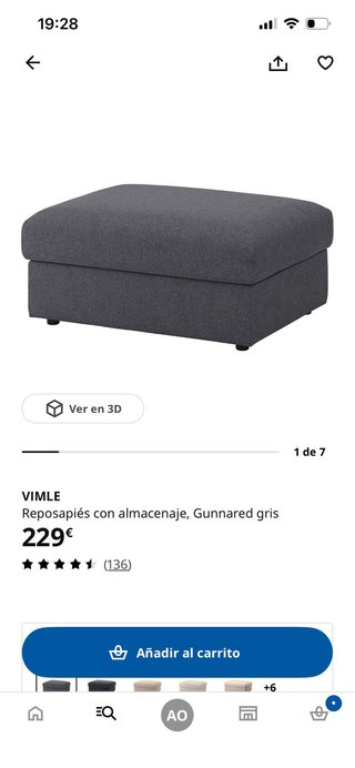 Reposapiés Ikea Vimle Gris