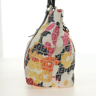 FENDI Zucchino Canvas Tote Bag Multicolor Gold