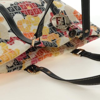 FENDI Zucchino Canvas Tote Bag Multicolor Gold