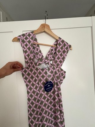 Vestido Brookville verde y rosa