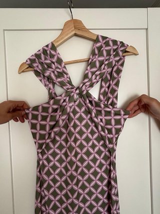 Vestido Brookville verde y rosa