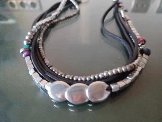 Pulsera Uno de 50 Cuero y Plata.