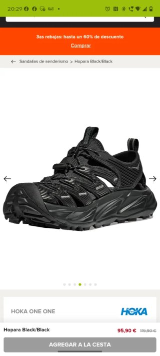 Sandalias Hoka Hopara Negras Trekking
