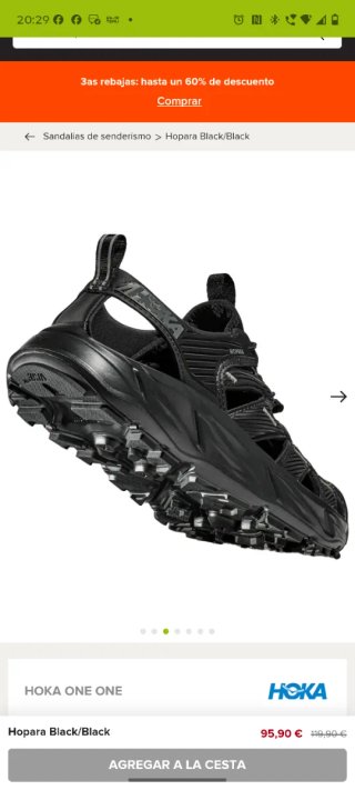 Sandalias Hoka Hopara Negras Trekking